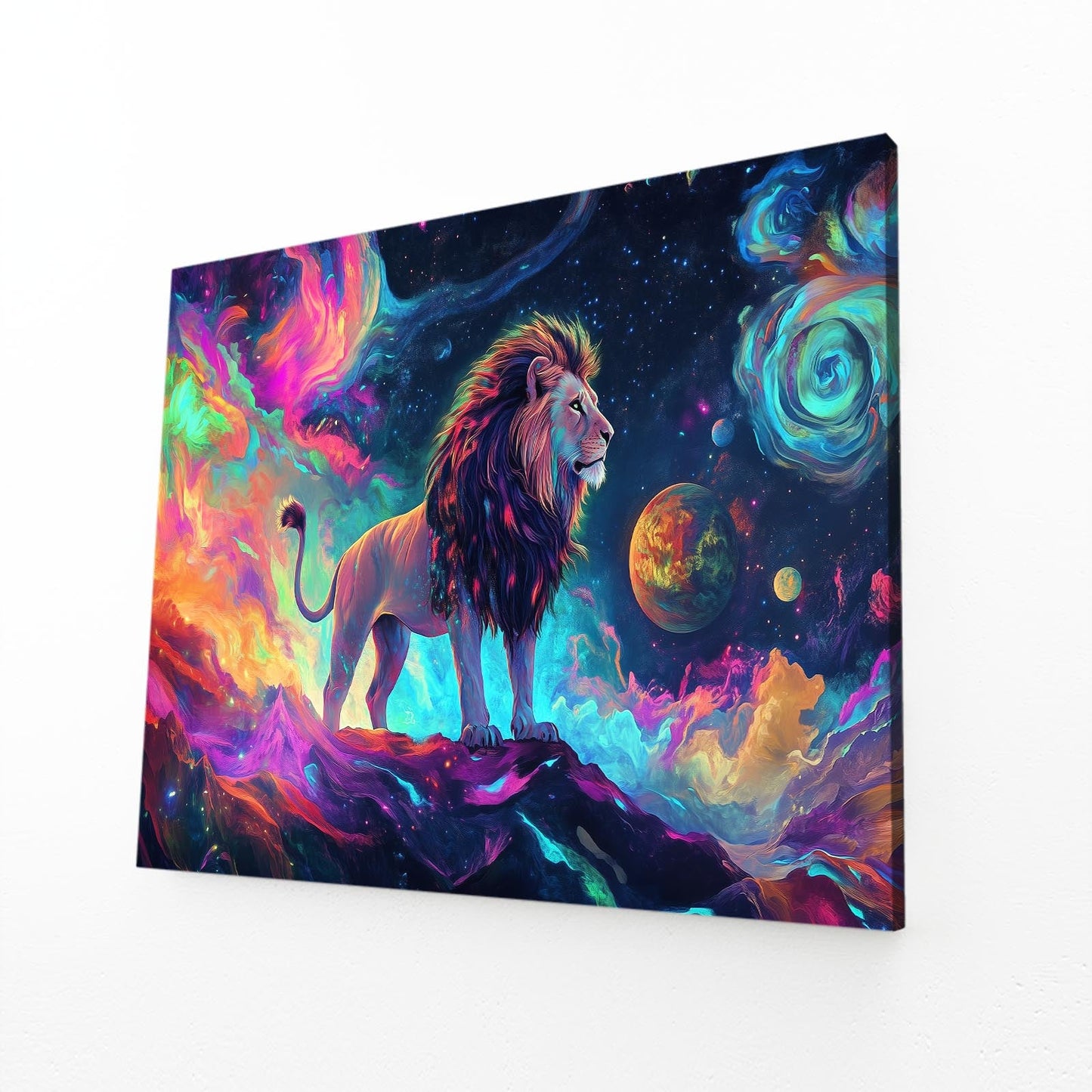 Colorful Space Lion Wall Art