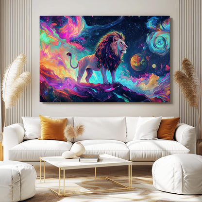 Colorful Space Lion Wall Art