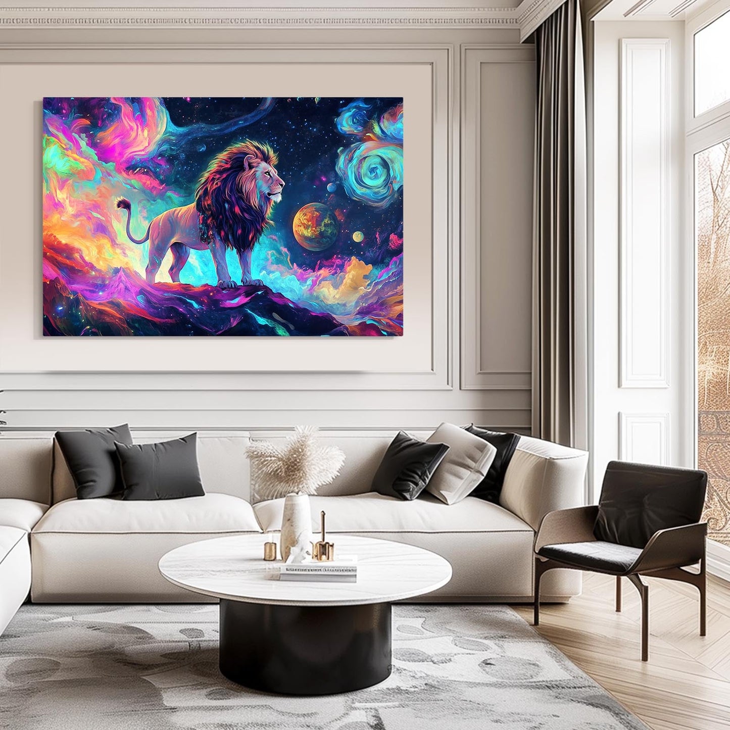 Colorful Space Lion Wall Art