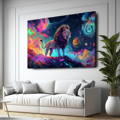 Colorful Space Lion Wall Art