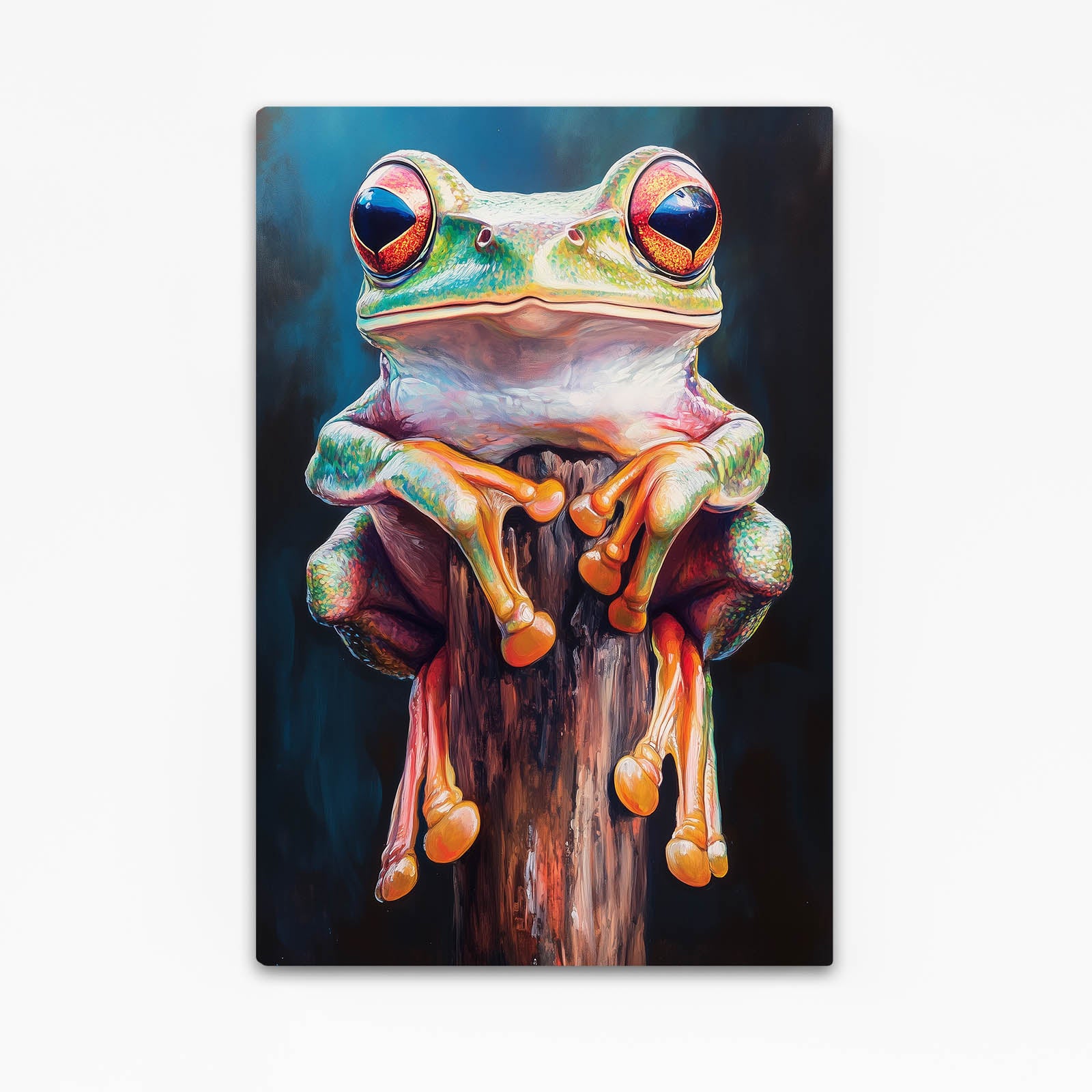 Colorful Stump Sitter Frog Art – colorful stump sitter frog canvas print