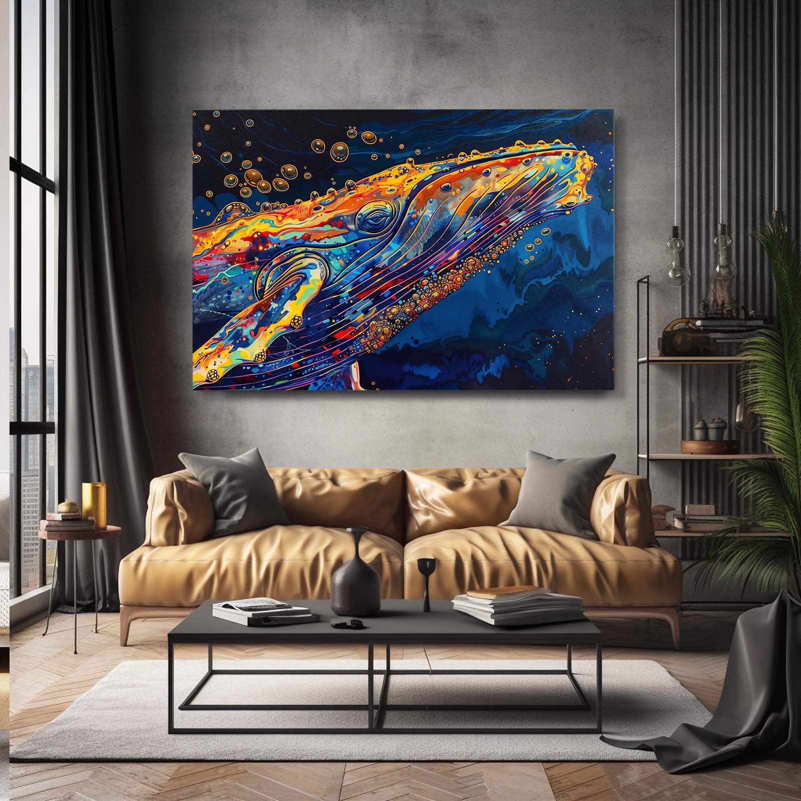 Colorful Whale Art Vibrant