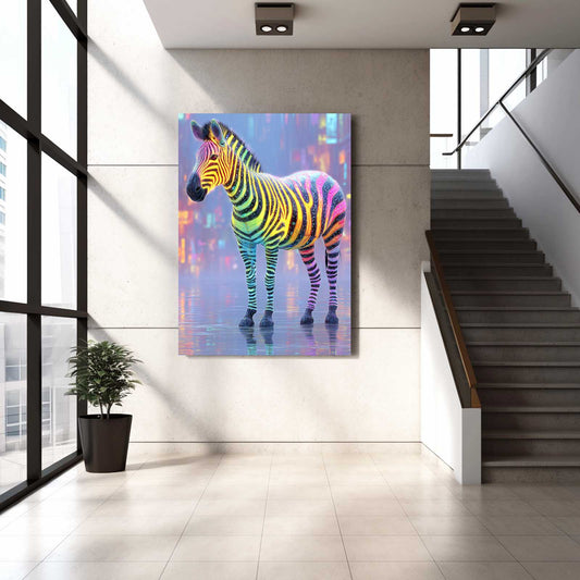 Colorful Zebra Artwork – styled in a furnished interior
