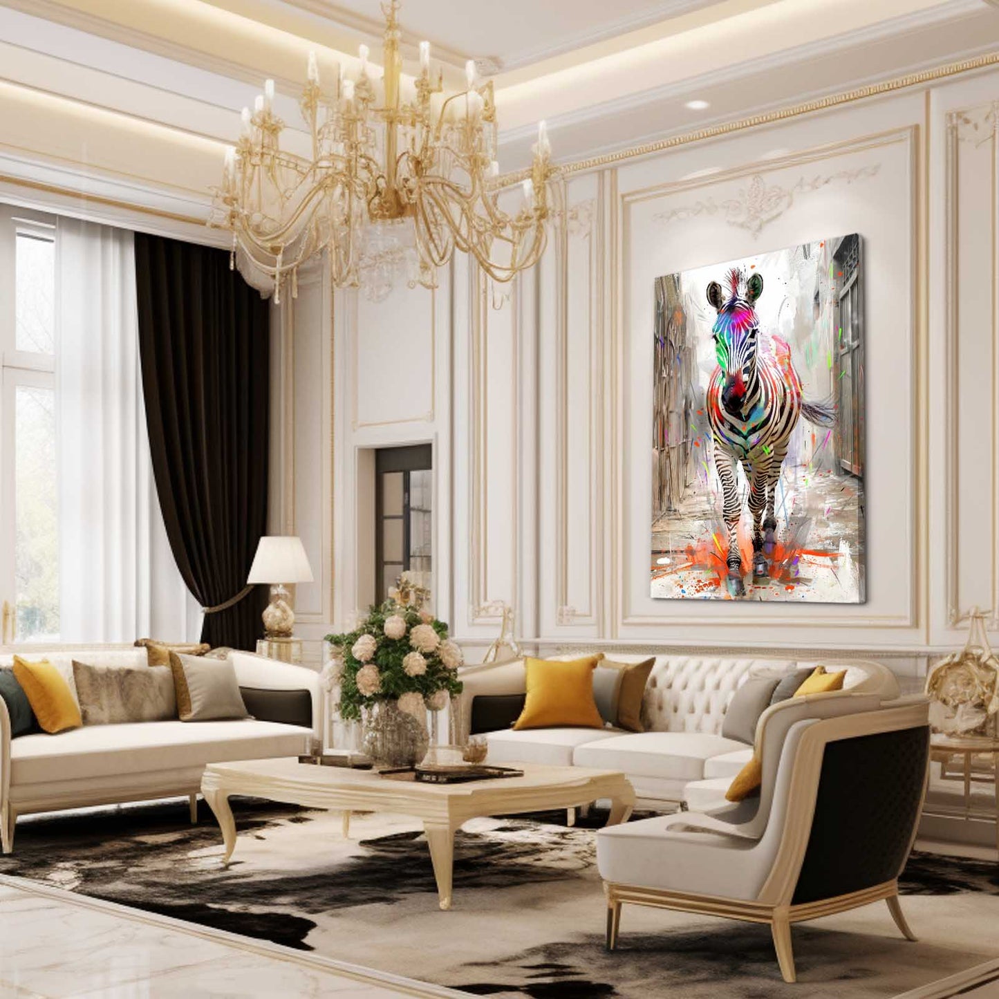 Colorful Zebra Prints – styled in a furnished interior