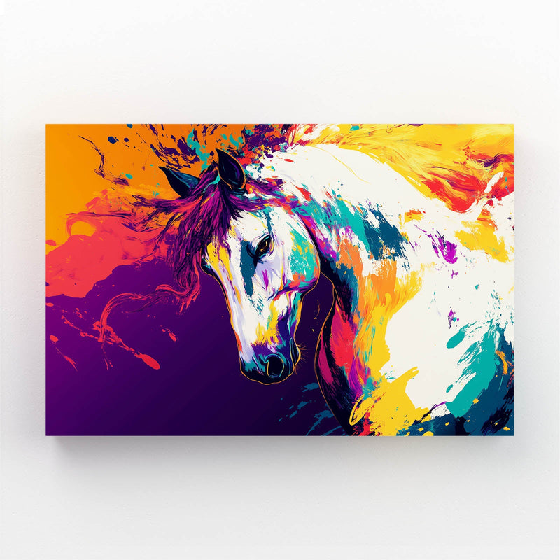 Colors Horse Canvas Art – angled canvas view on white background