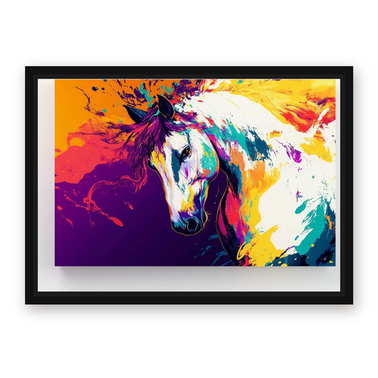 Colors Horse Canvas Art – with Premium Black wood frame