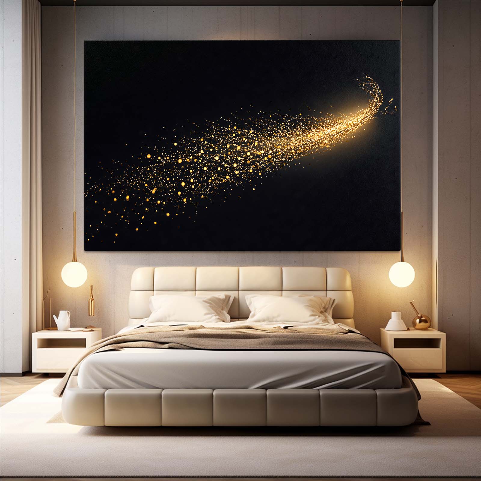 Comet Dust Trail Gold Wall Decor – styled in a furnished interior