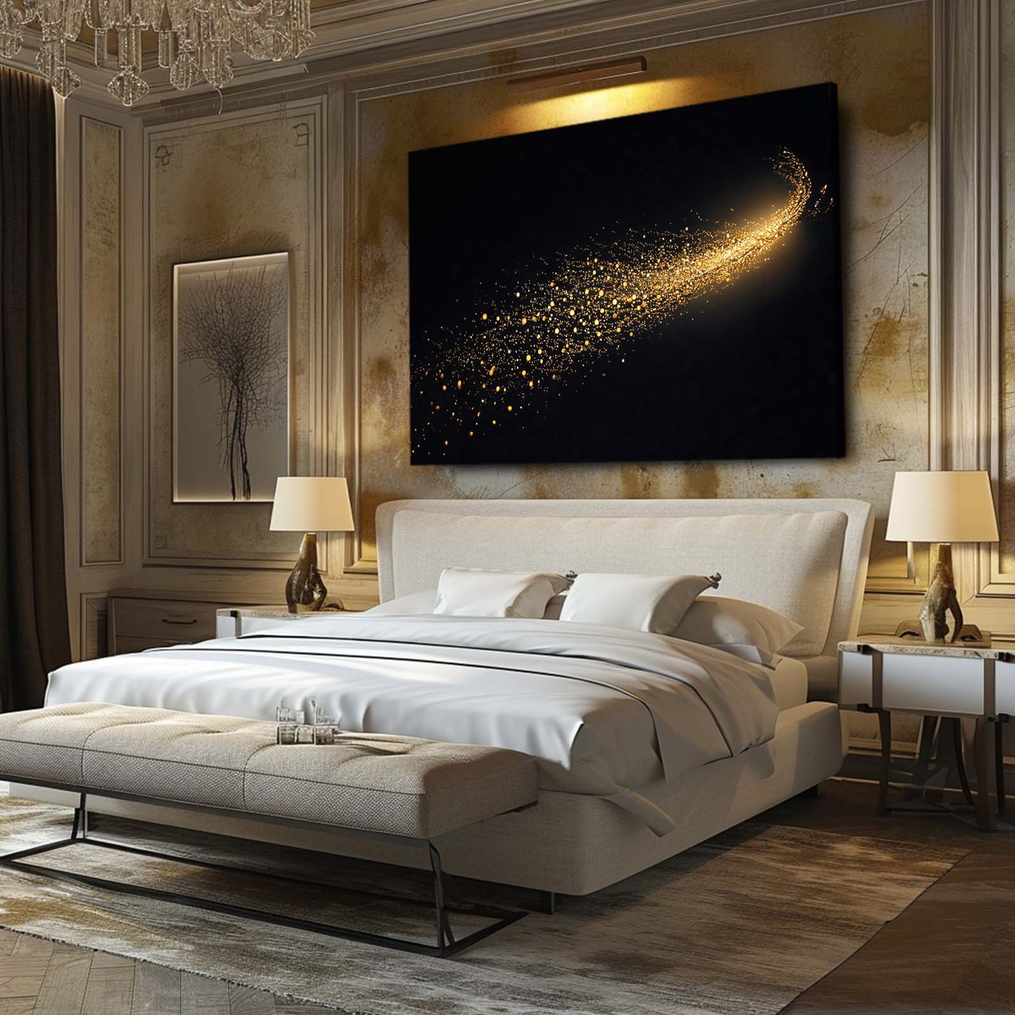 Comet Dust Trail Gold Wall Decor – styled in a furnished interior