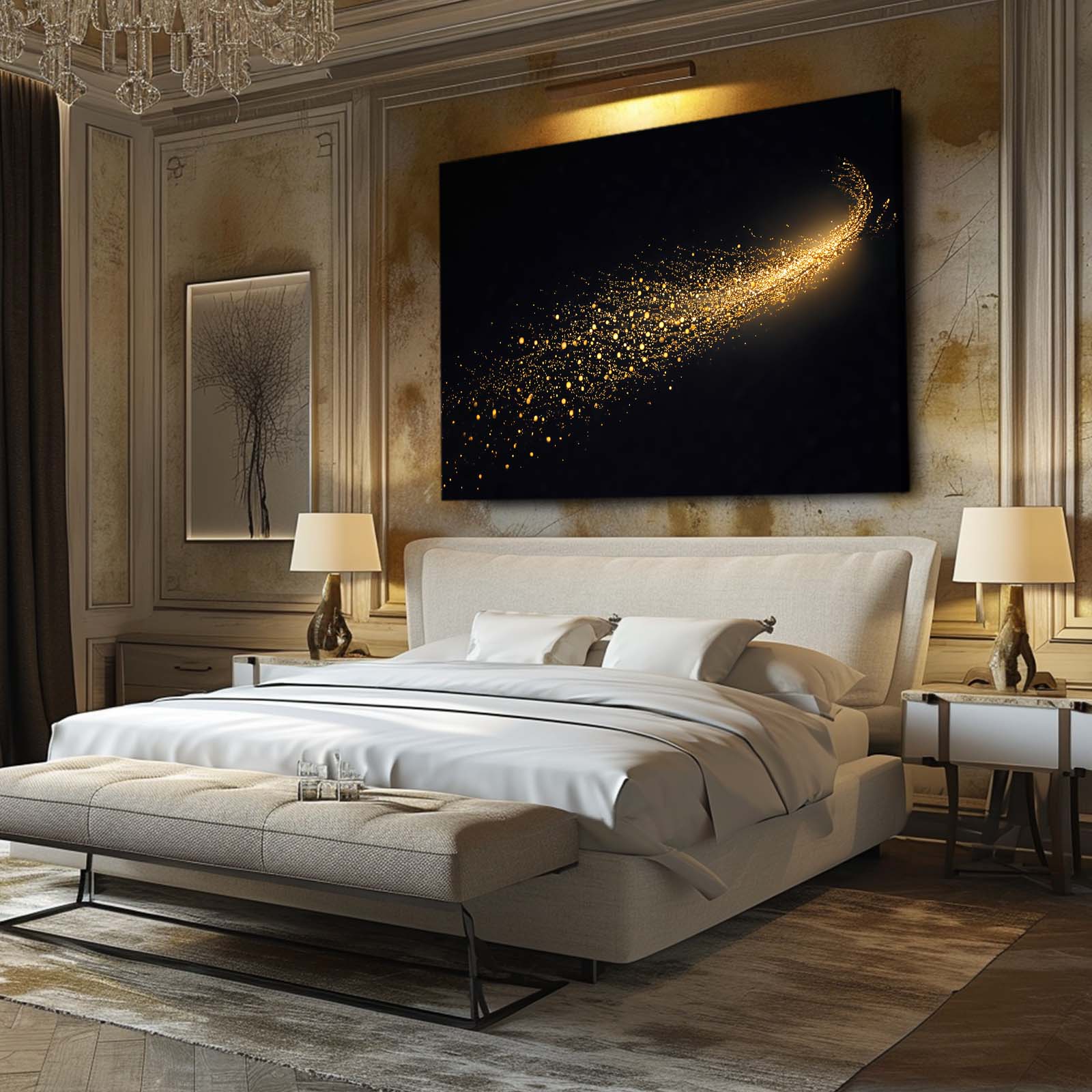 Comet Dust Trail Gold Wall Decor – styled in a furnished interior