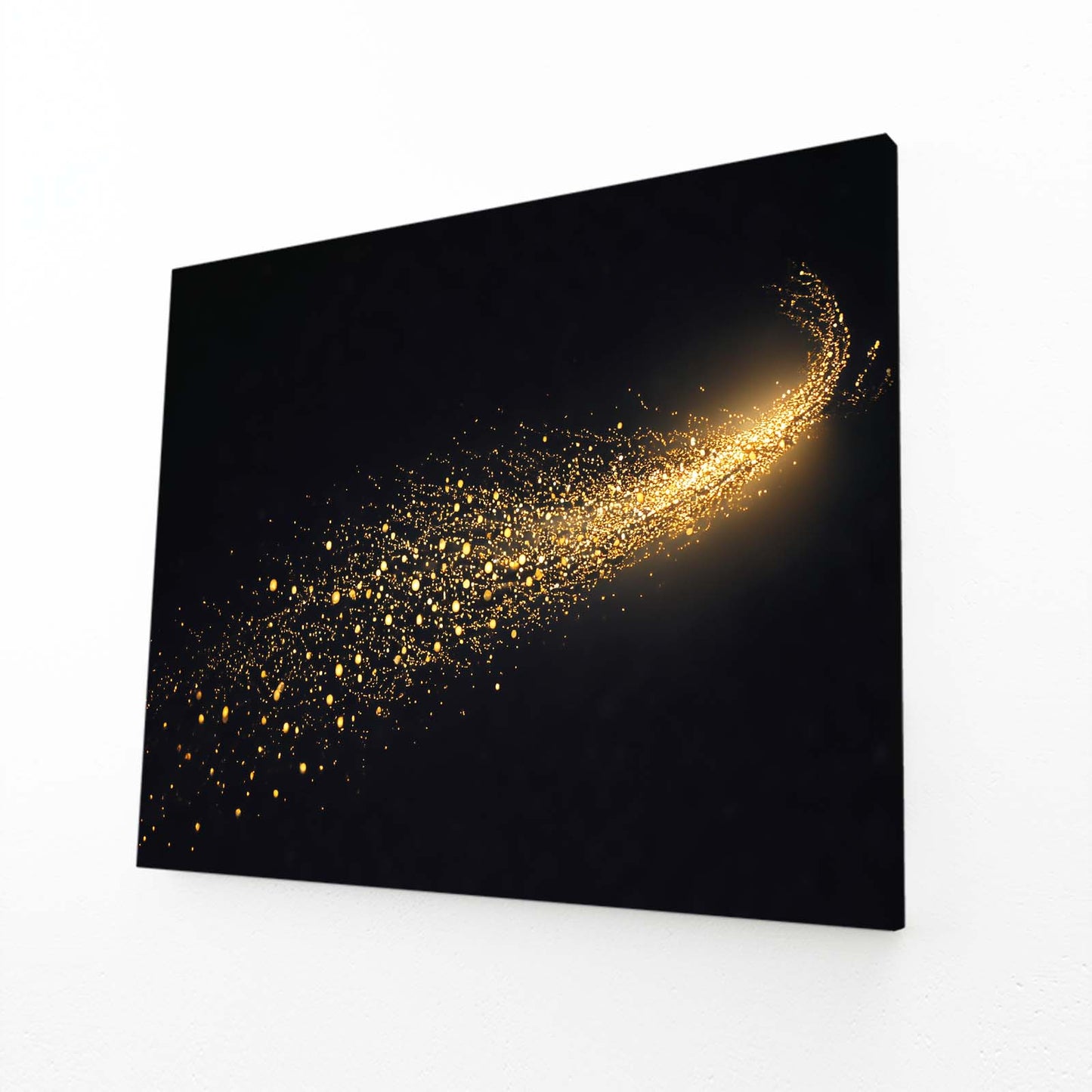 Comet Dust Trail Gold Wall Decor – angled canvas view on white background
