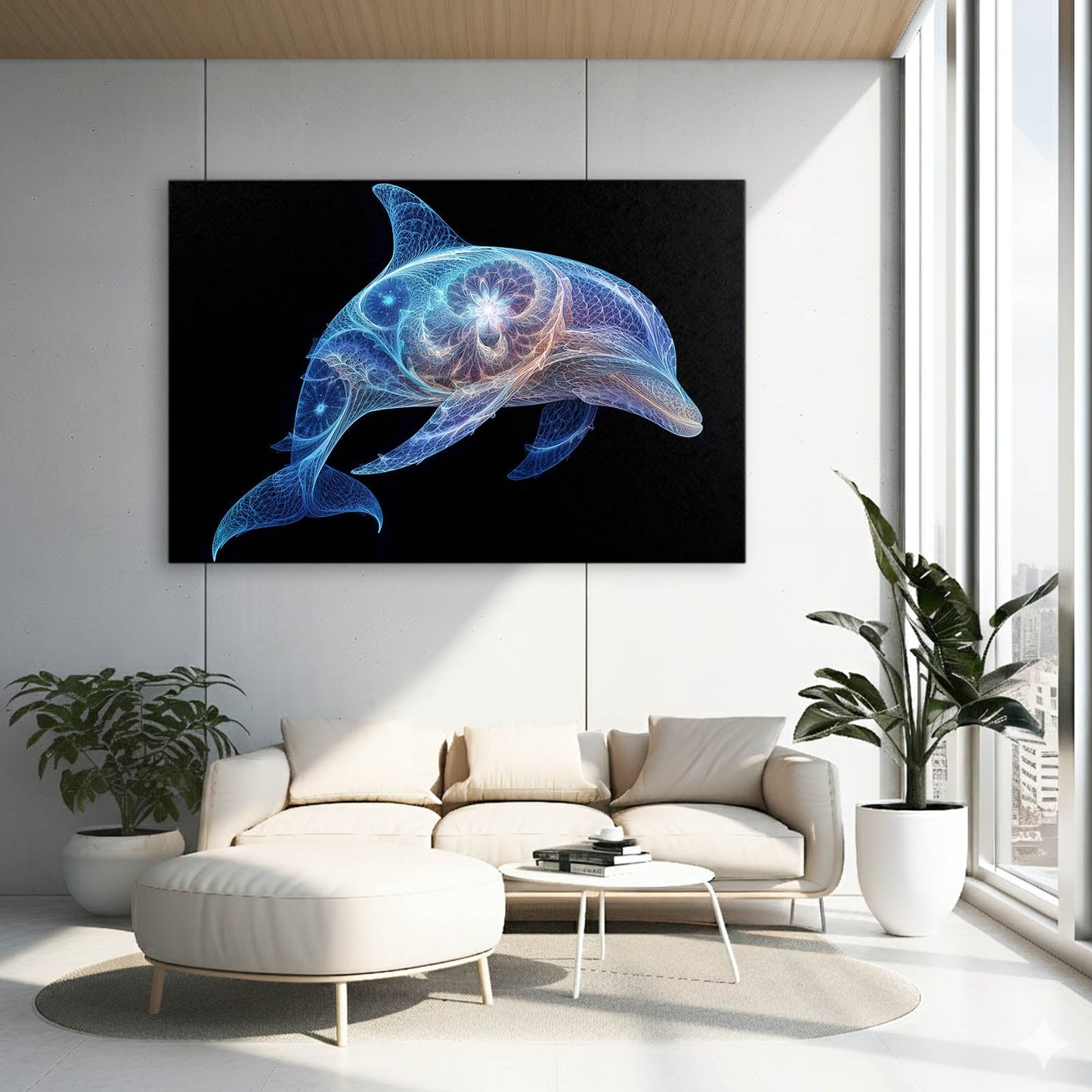 Constellation Dolphin Wall Art – styled in a furnished interior