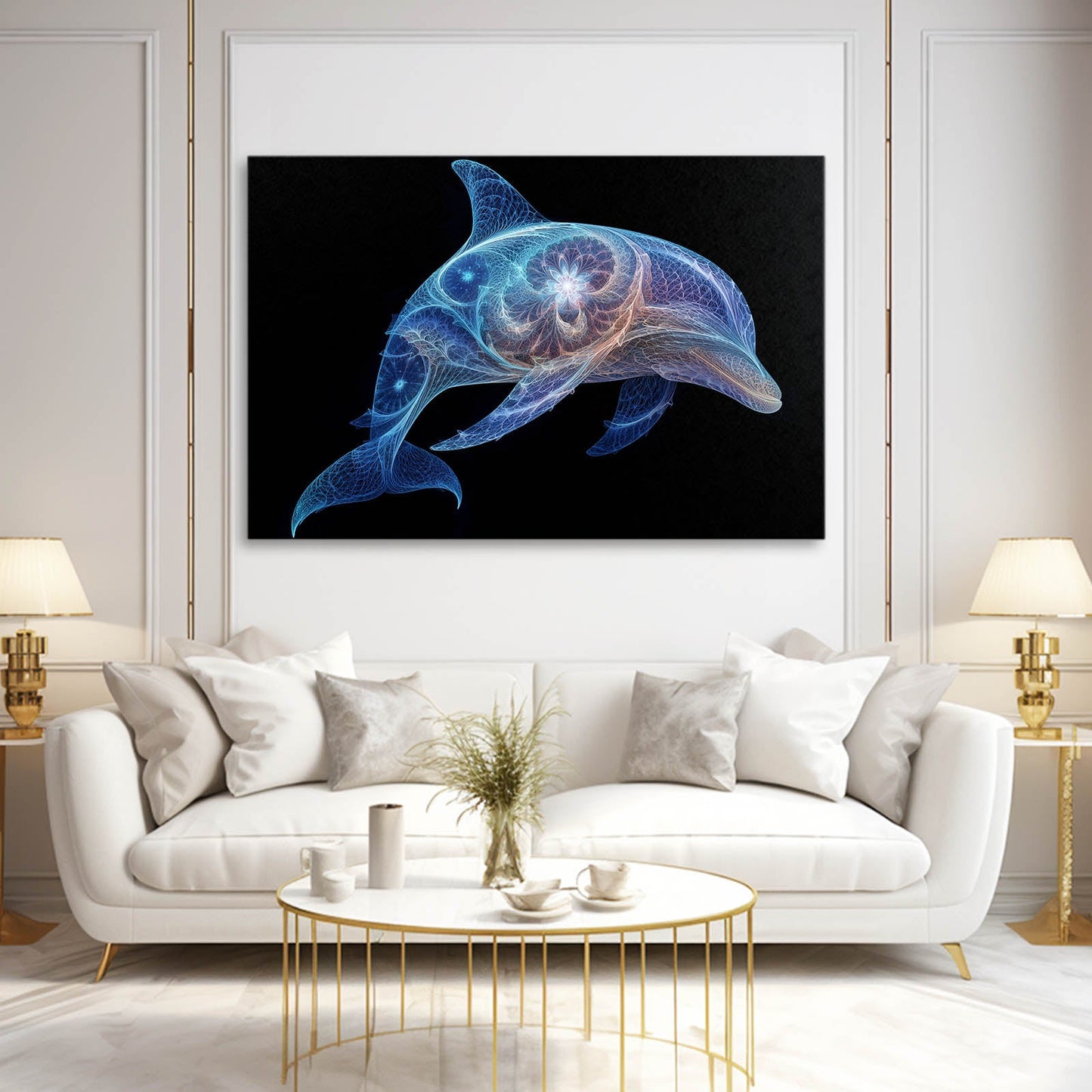 Constellation Dolphin Wall Art – styled in a furnished interior