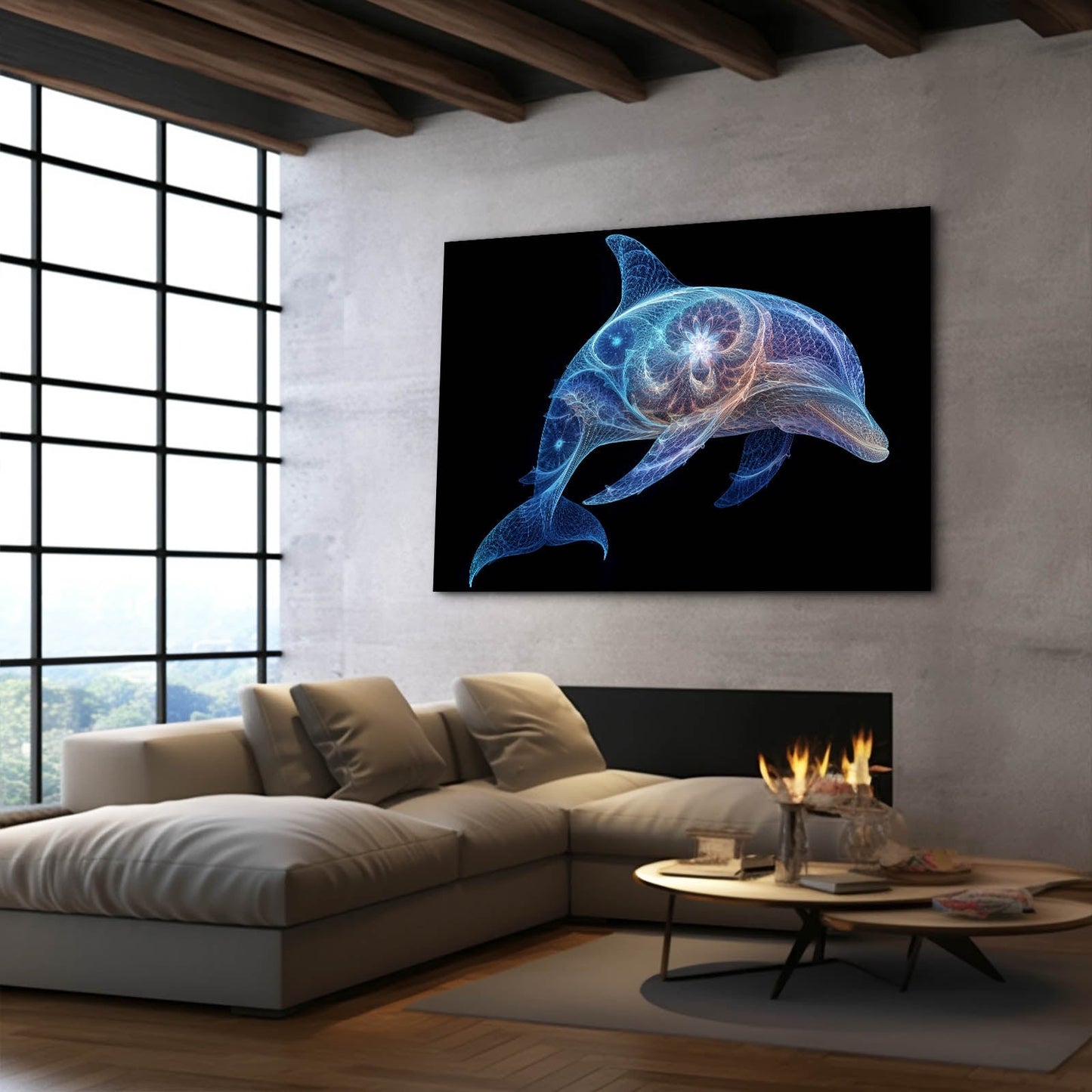 Constellation Dolphin Wall Art – styled in a furnished interior