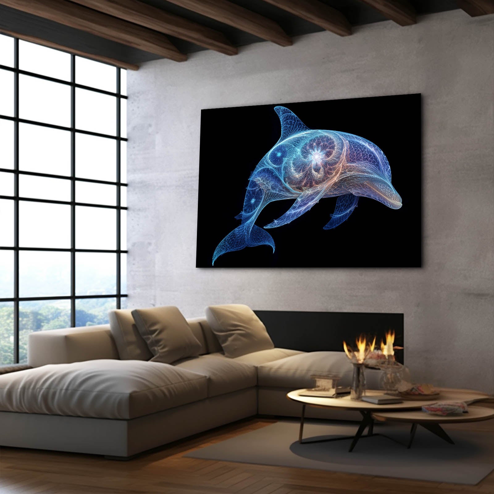 Constellation Dolphin Wall Art – styled in a furnished interior