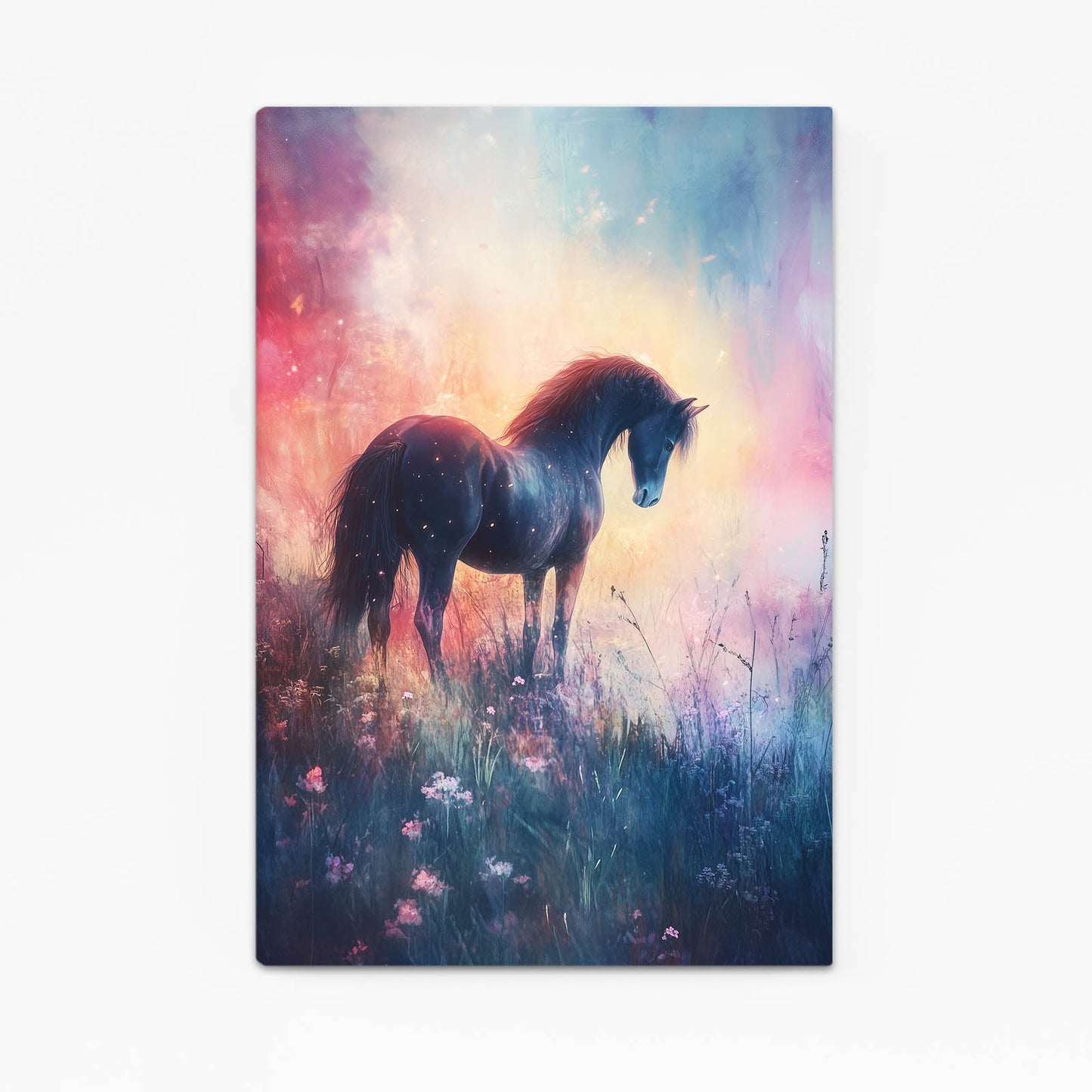 Contemporary Horse Wall Art – angled canvas view on white background