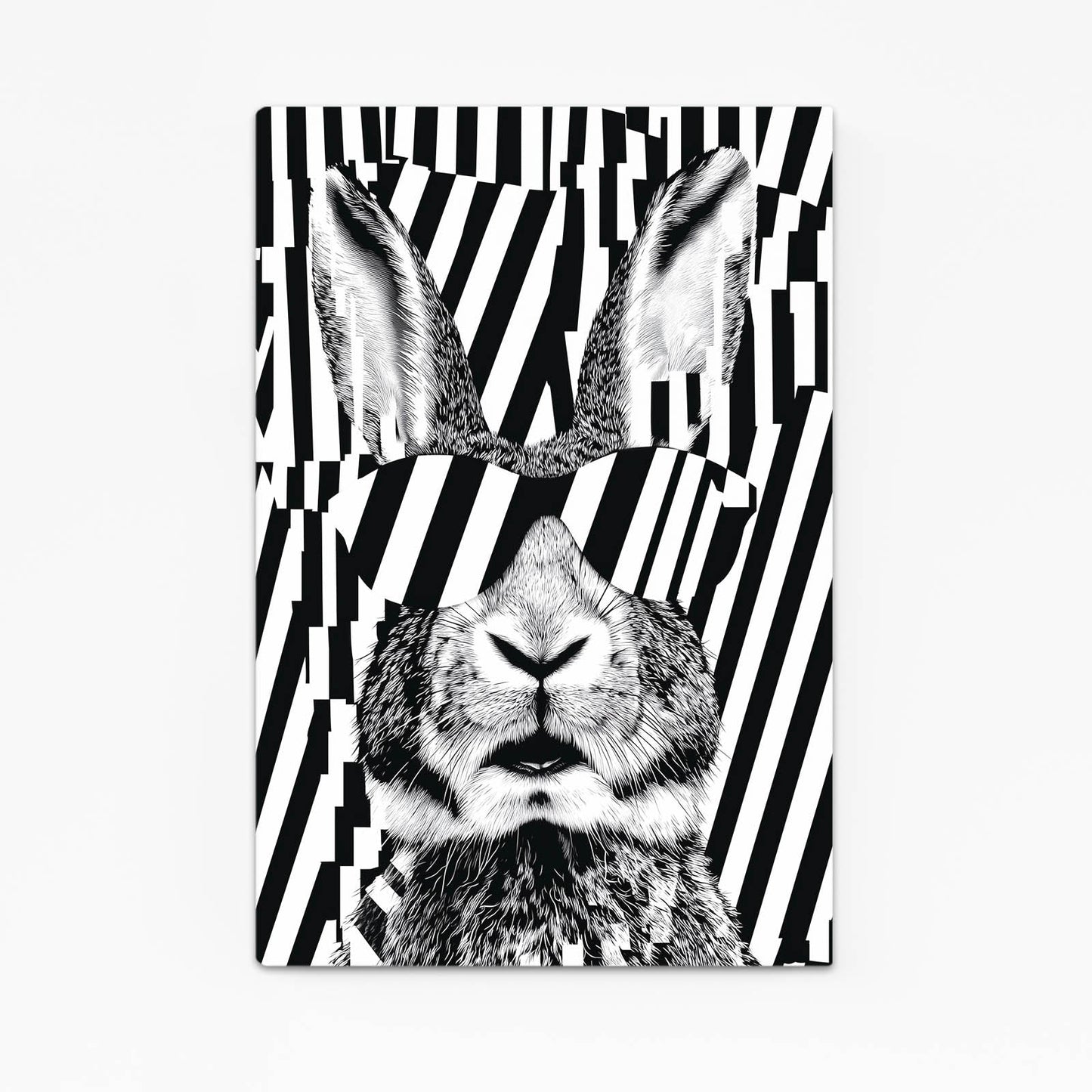 Cool Bunny Art – angled canvas view on white background