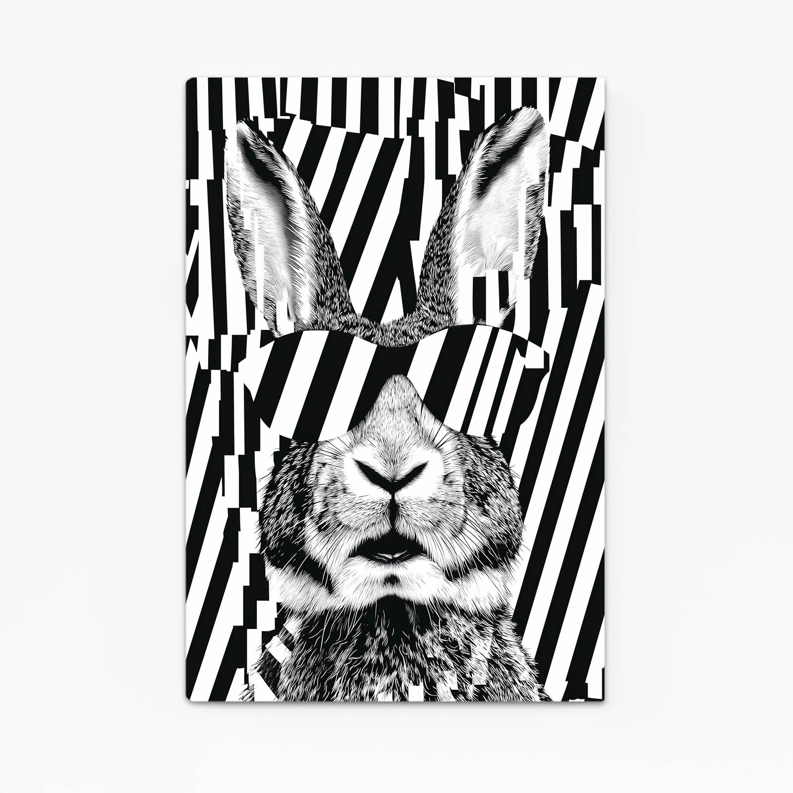 Cool Bunny Art – angled canvas view on white background