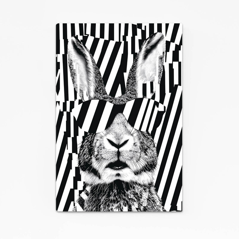 Cool Bunny Art – angled canvas view on white background