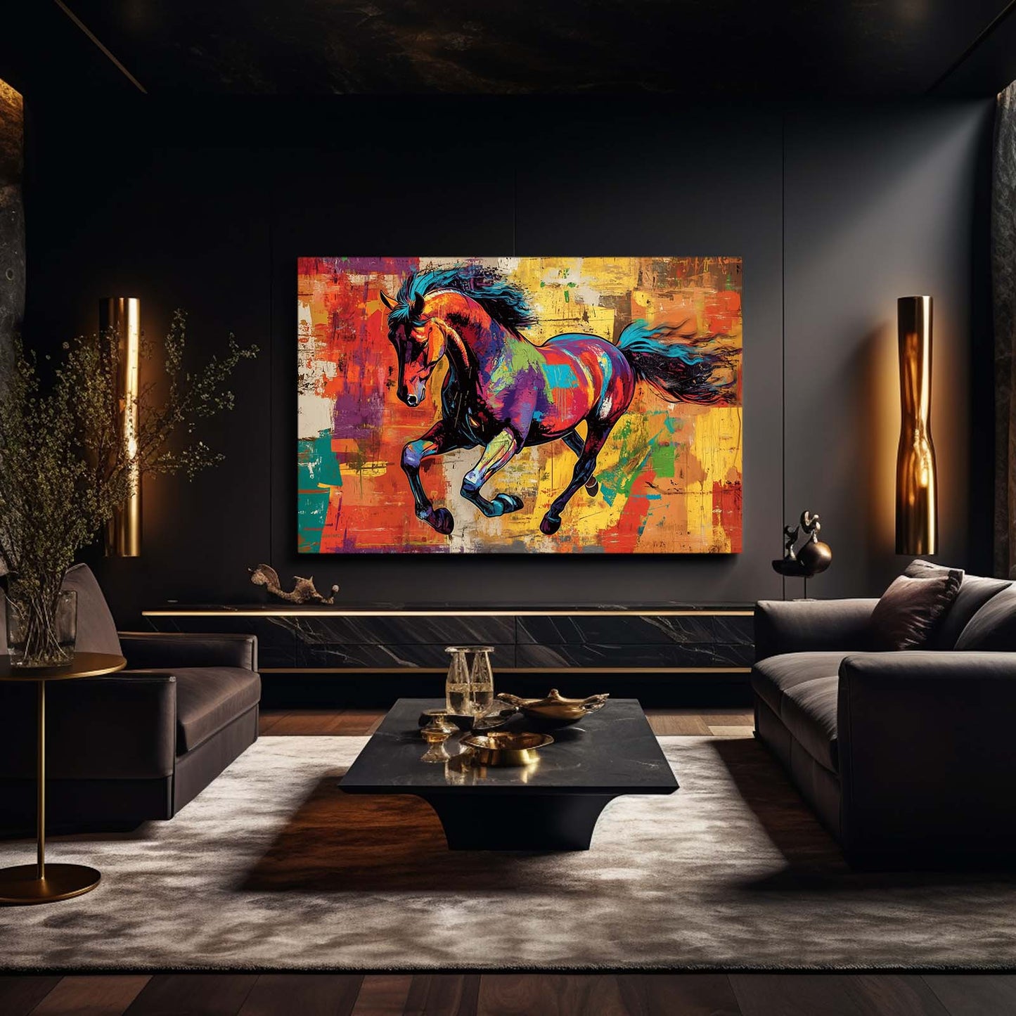 Cool Horse Art – angled canvas view on white background