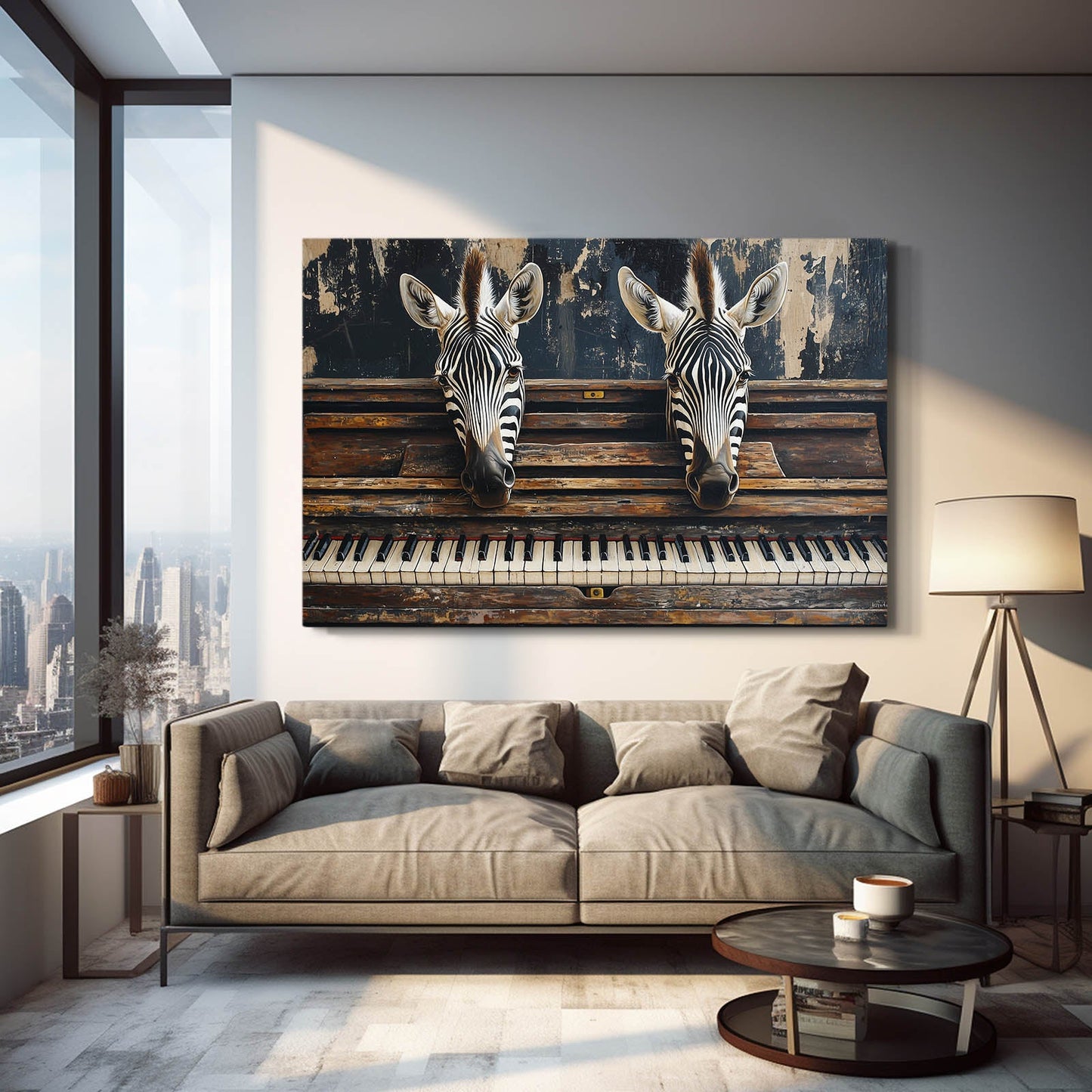 Cool Keys Zebra Artwork – styled in a furnished interior