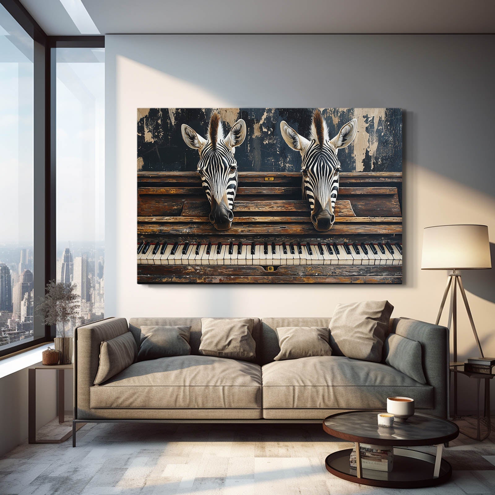 Cool Keys Zebra Artwork – styled in a furnished interior