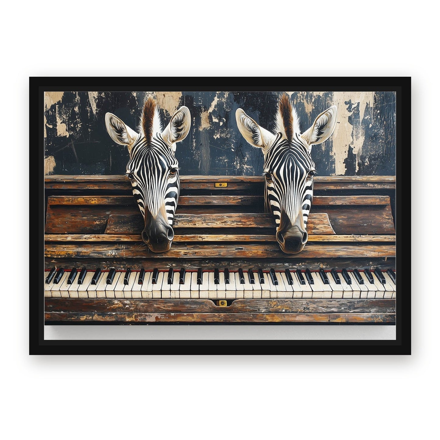 Cool Keys Zebra Artwork – with Premium Black wood frame