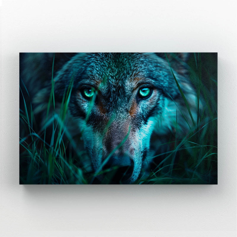 Cool Wolf Art — landscape canvas print in blue tones