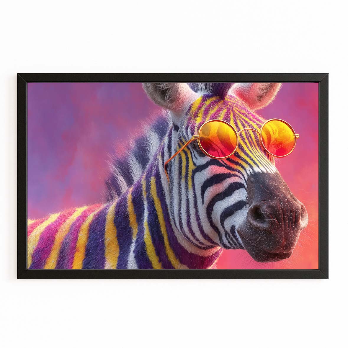 Cool Zebra Art – with Premium Black frame on white background