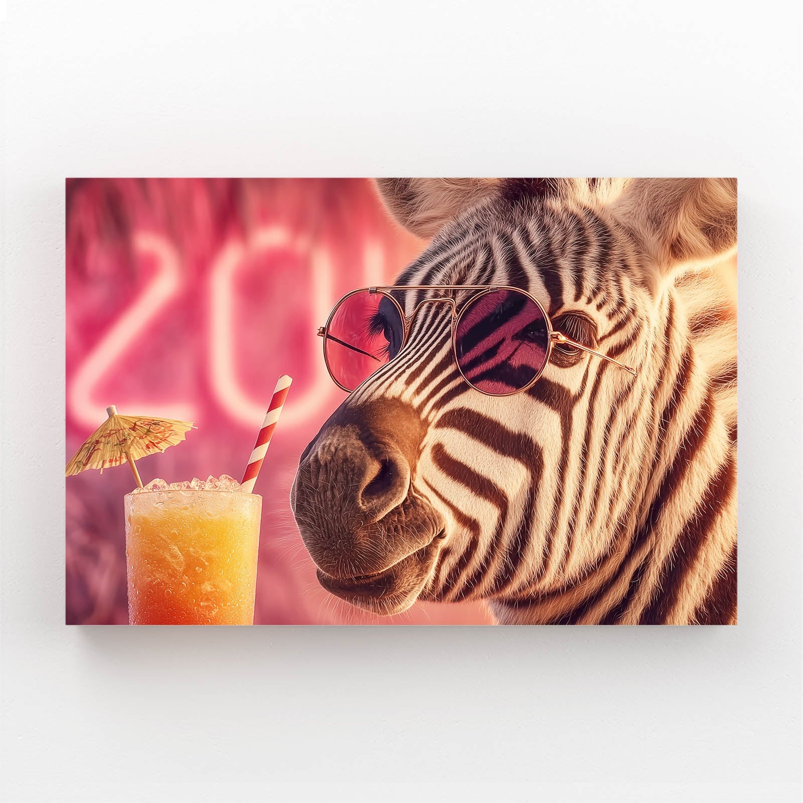 Cool Zebra Canvas Art – styled in a furnished interior
