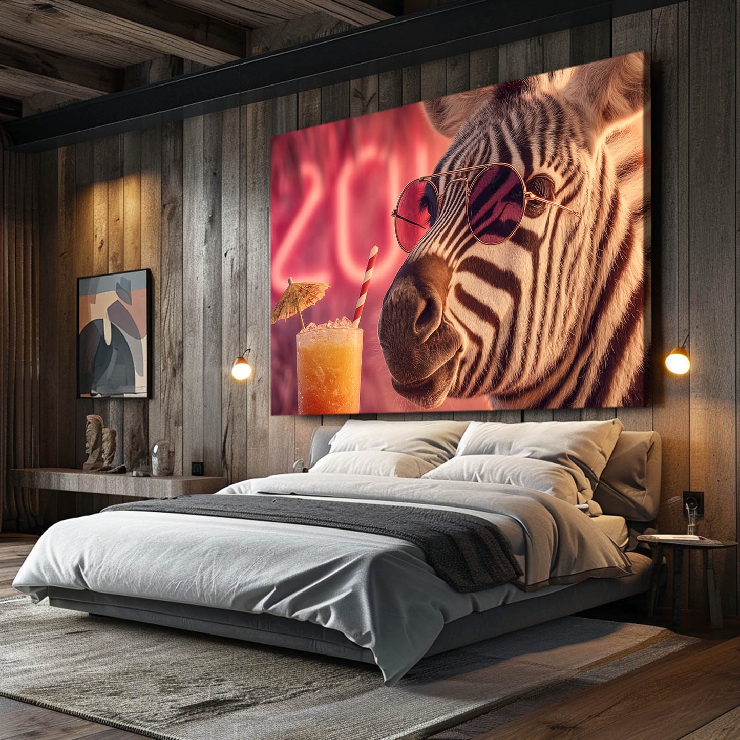Cool Zebra Canvas Art – styled in a furnished interior