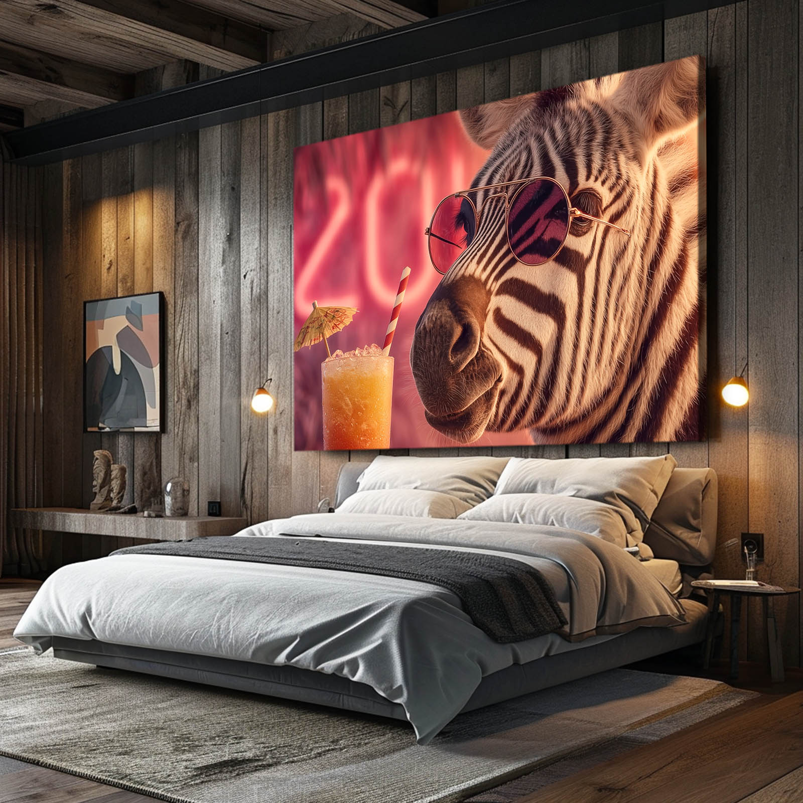 Cool Zebra Canvas Art – styled in a furnished interior