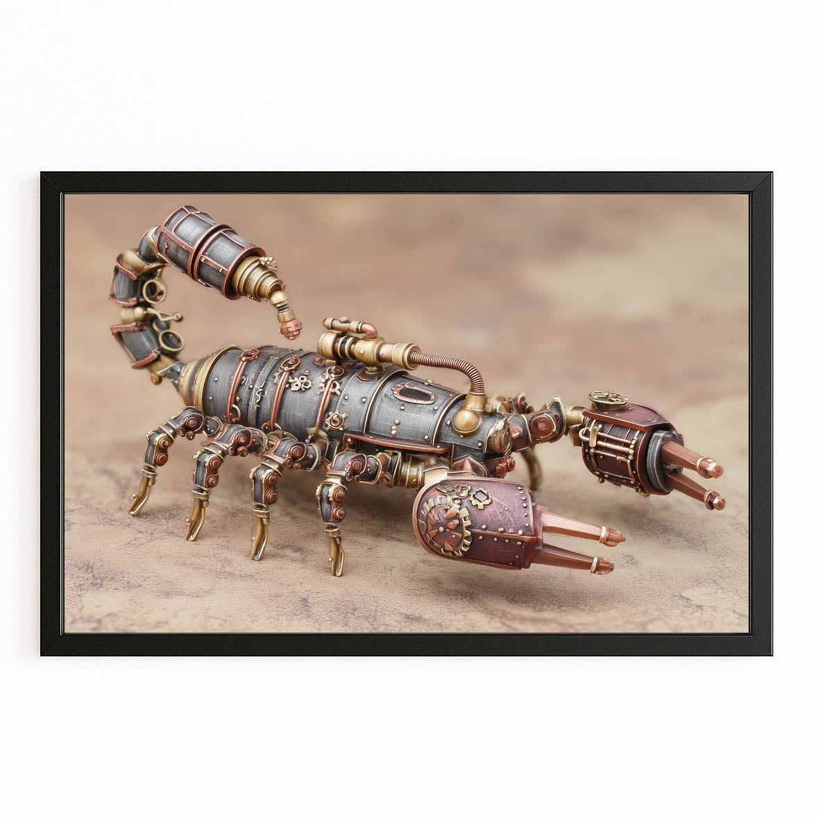 Copper Mechanical Scorpion Steampunk Prints – with Premium Black frame on white background