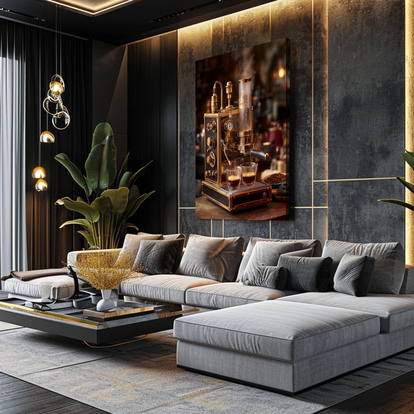 Copper Whiskey Still Steampunk Wall Decor – styled in a furnished interior