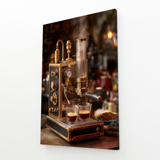 Copper Whiskey Still Steampunk Wall Decor – angled canvas view on white background