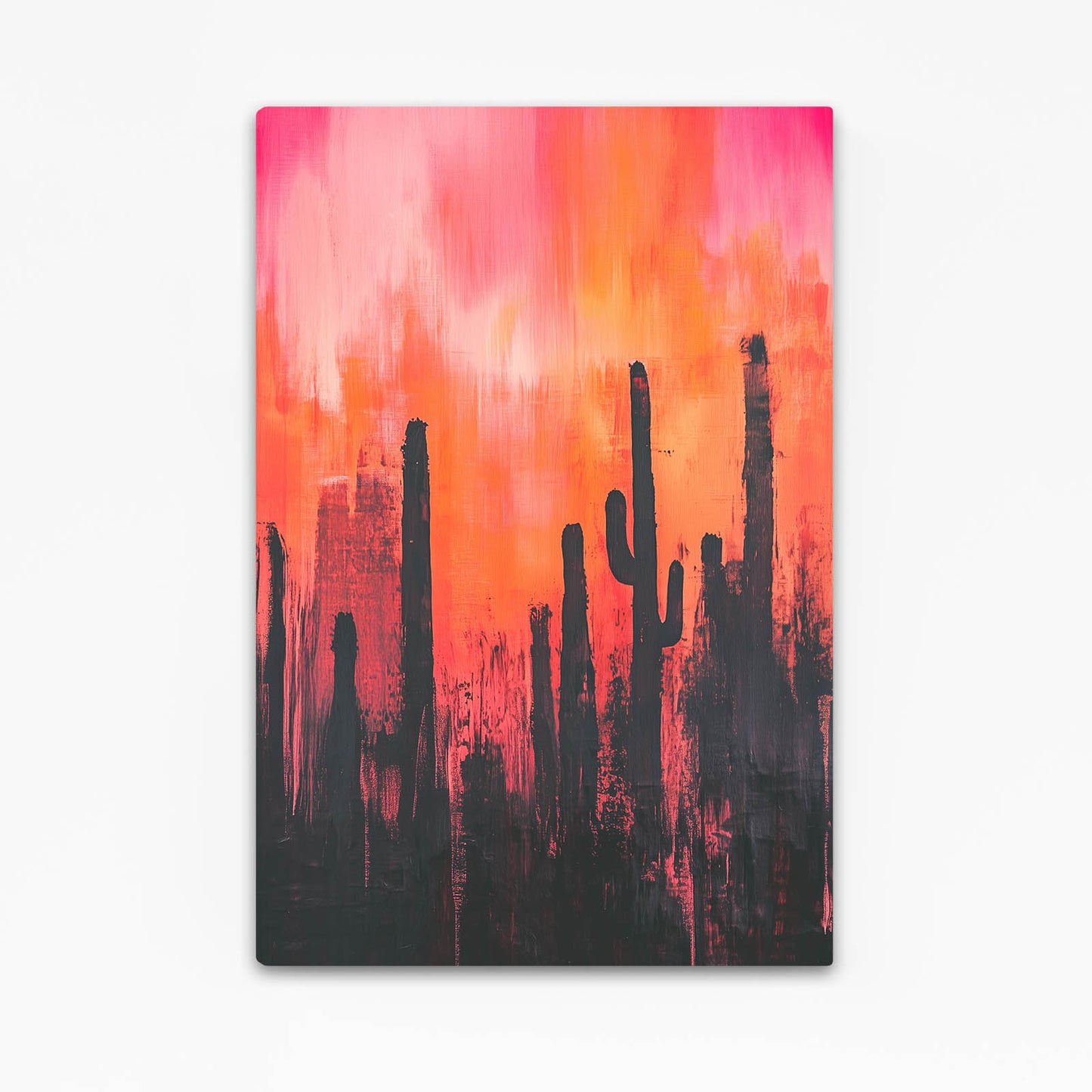 Coral Haze Silhouette Cactus Wall Art – coral haze silhouette cactus canvas print