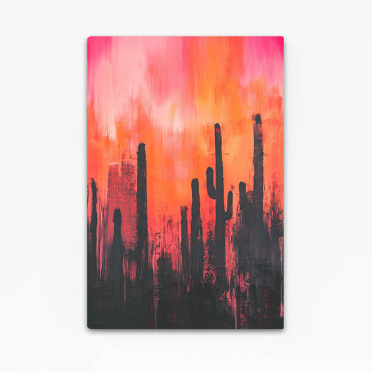 Coral Haze Silhouette Cactus Wall Art – coral haze silhouette cactus canvas print