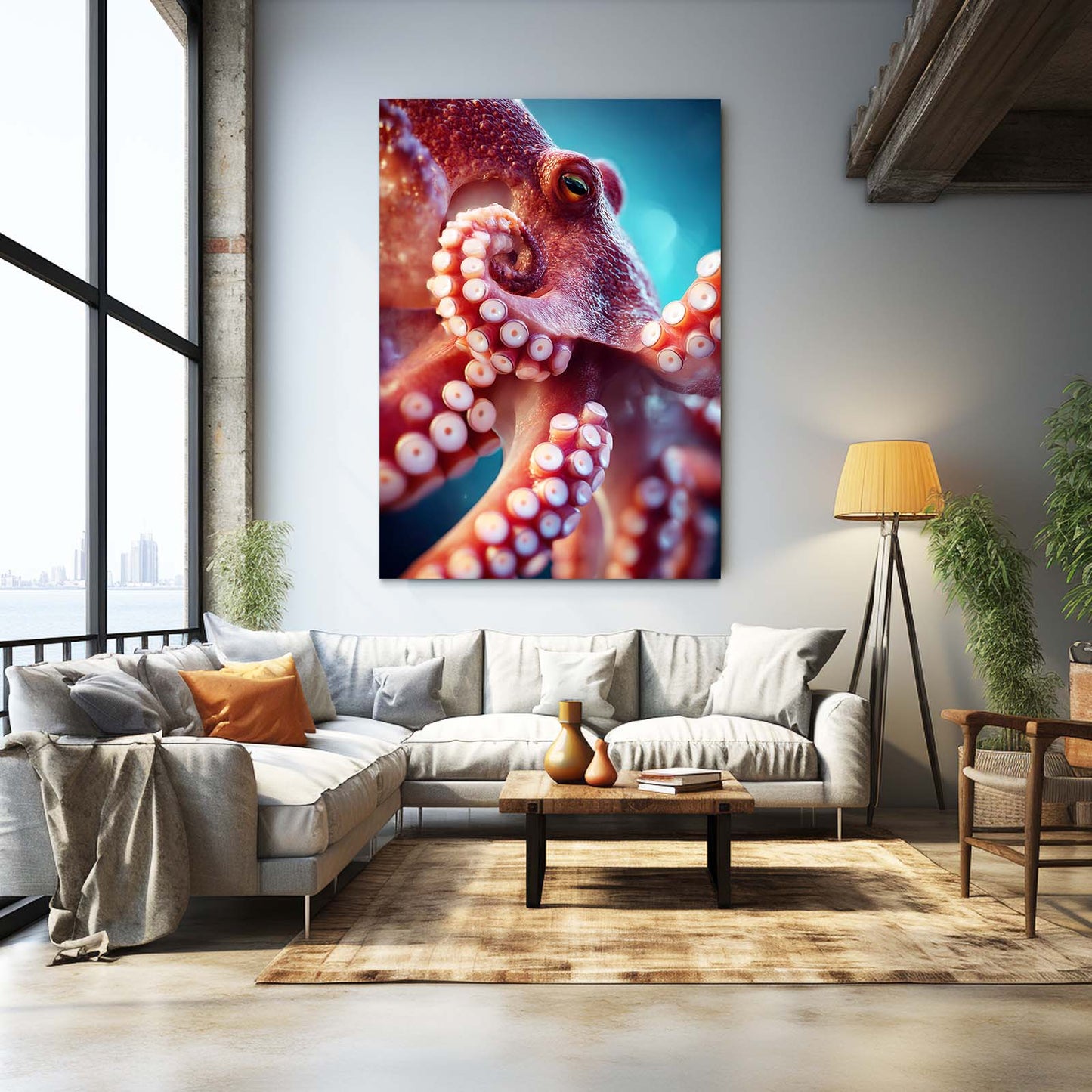 Coral Sucker Macro Octopus Prints – styled in a furnished interior