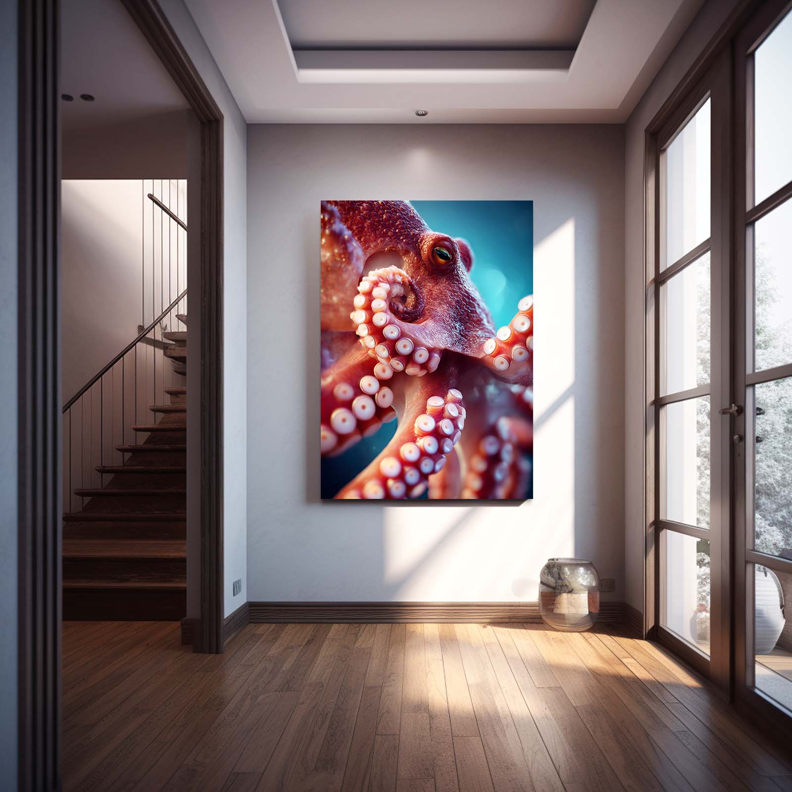 Coral Sucker Macro Octopus Prints – styled in a furnished interior