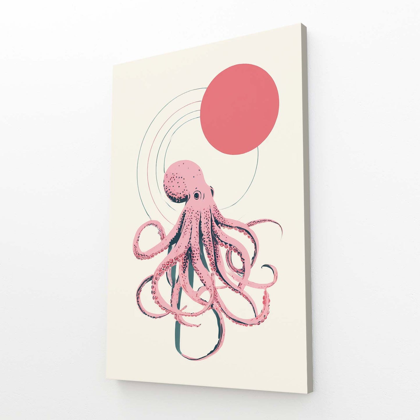Coral Sun Line Octopus Art – coral sun line octopus canvas print