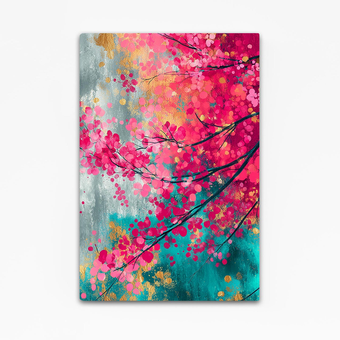 Coral Teal Canopy Cherry Blossom Art – coral teal canopy cherry blossom canvas print