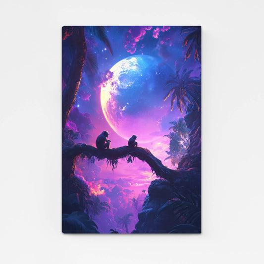Cosmic Moon Jungle Monkey Art – cosmic moon jungle monkey canvas print