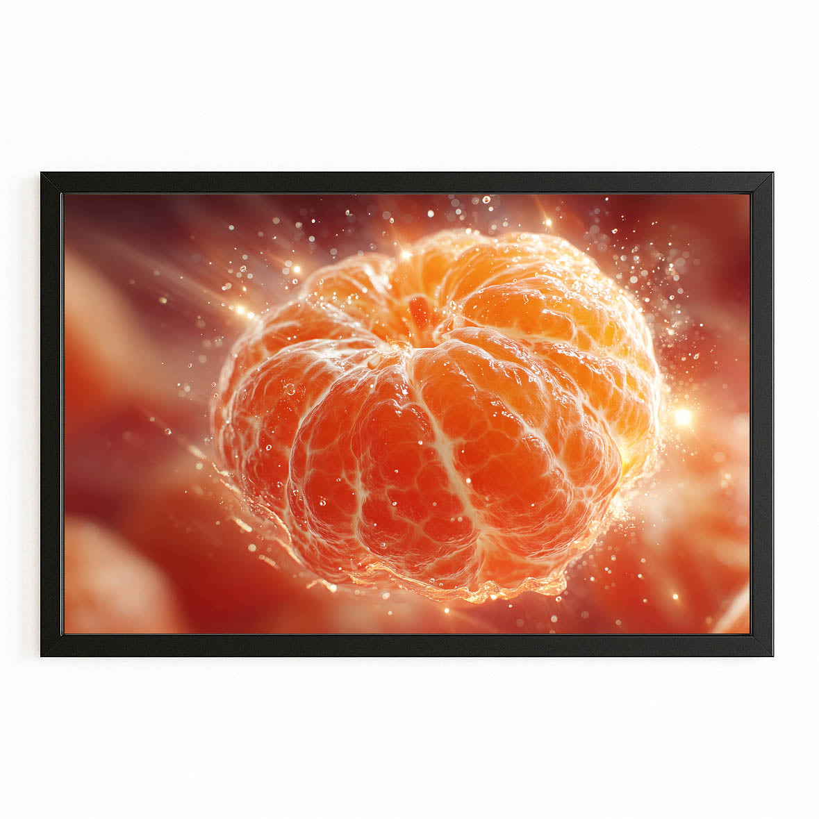 Cosmic Peeled Orange Fruit Prints – with Premium Black frame on white background