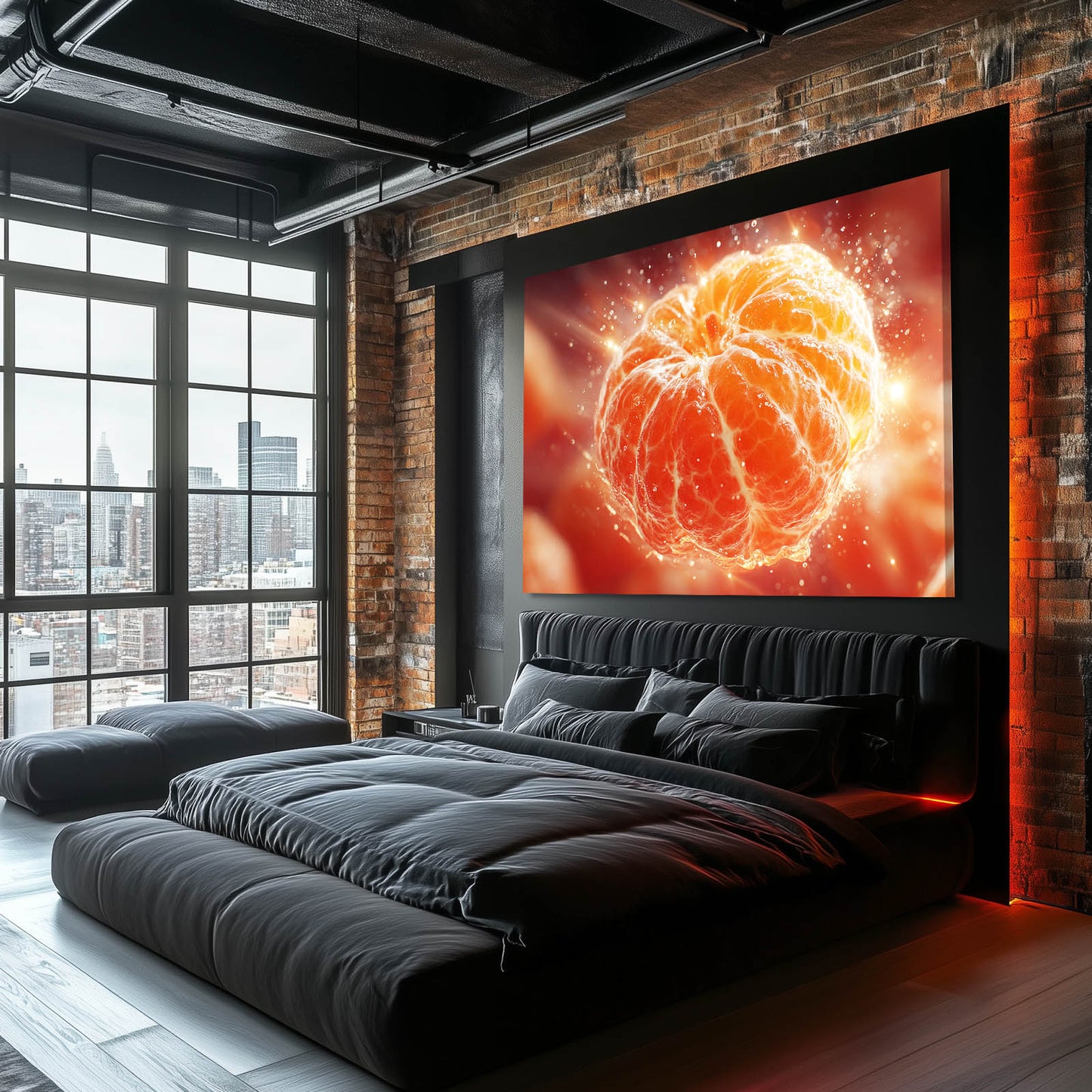 Cosmic Peeled Orange Fruit Prints – styled in a furnished interior