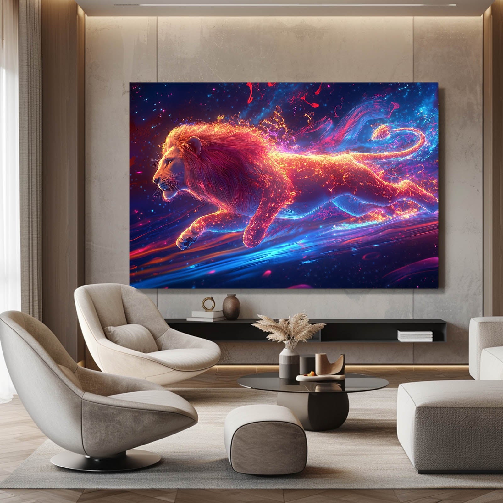 Cosmic Run Lion Wall Art