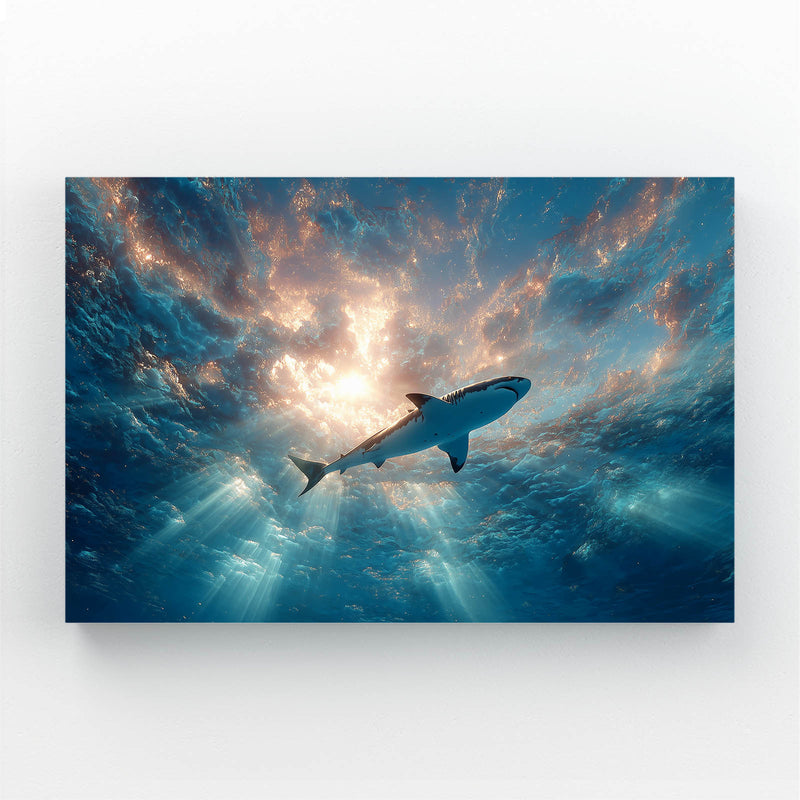 Cosmic Sunburst Ocean Shark Wall Art – cosmic sunburst ocean shark canvas print