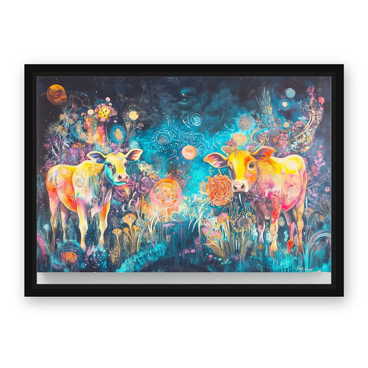 Cow Art – with Premium Black wood frame