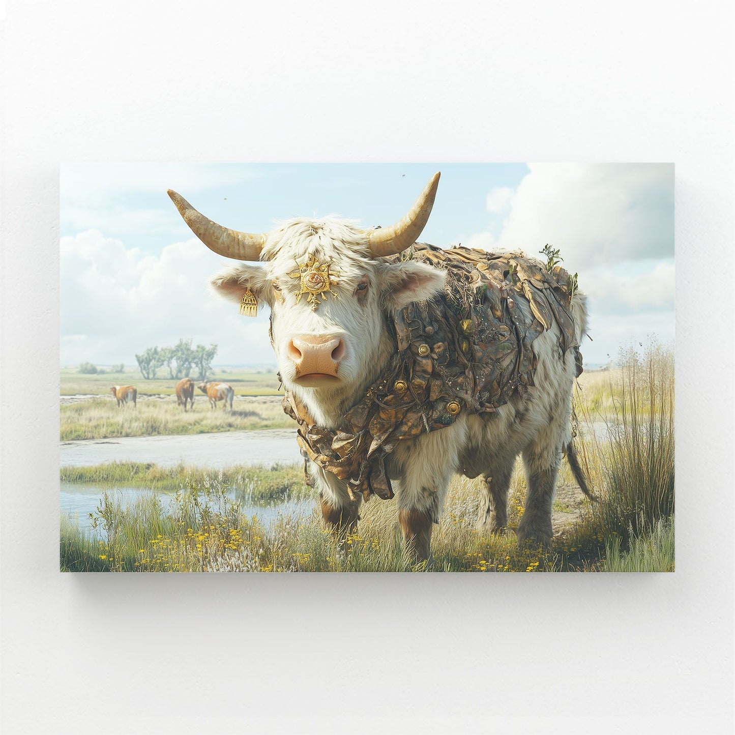 Cow Artwork – angled canvas view on white background