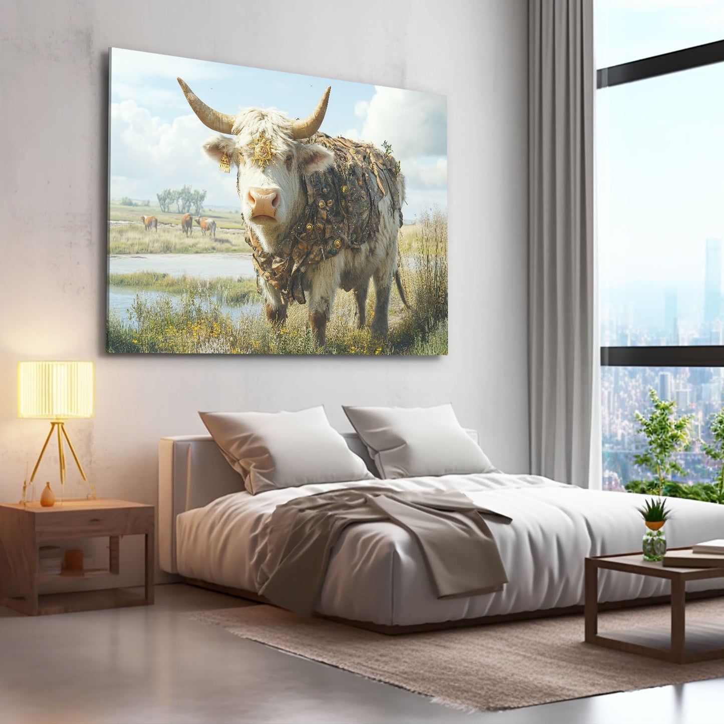 Cow Artwork – angled canvas view on white background