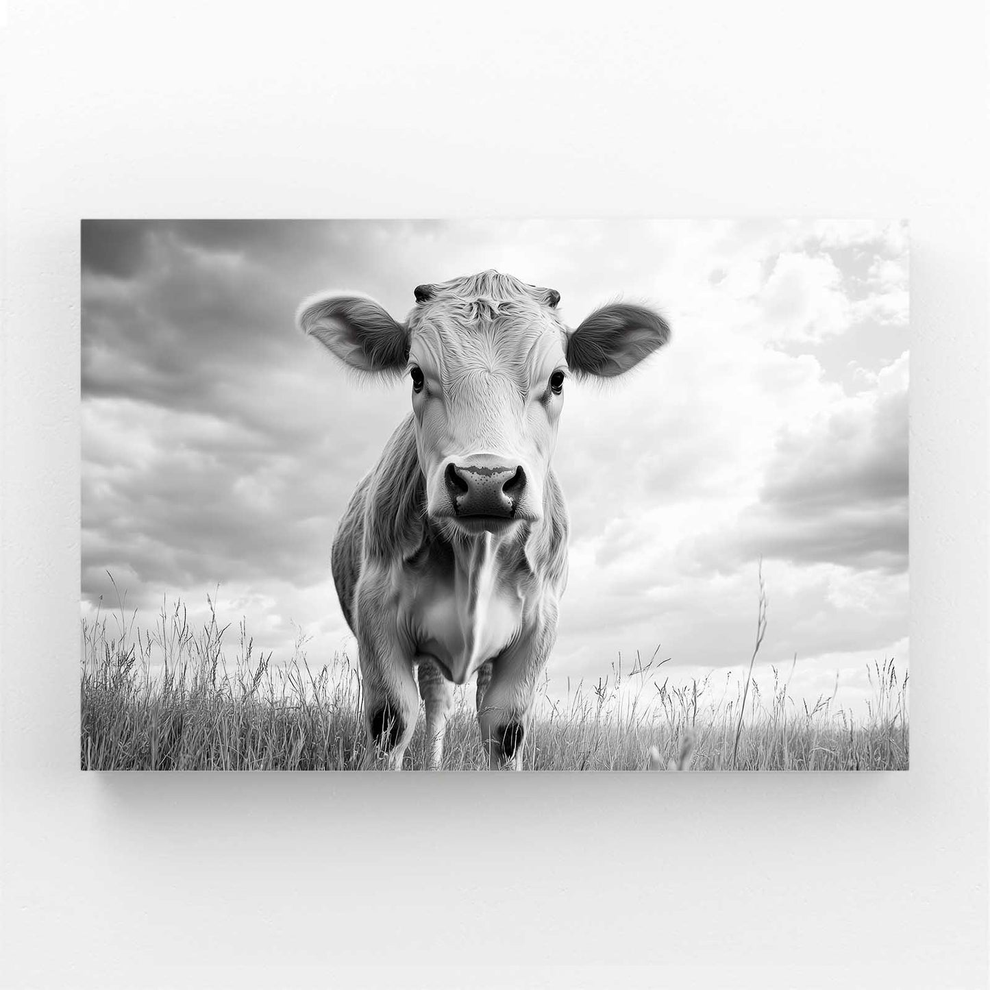 Cow Canvas Art – angled canvas view on white background