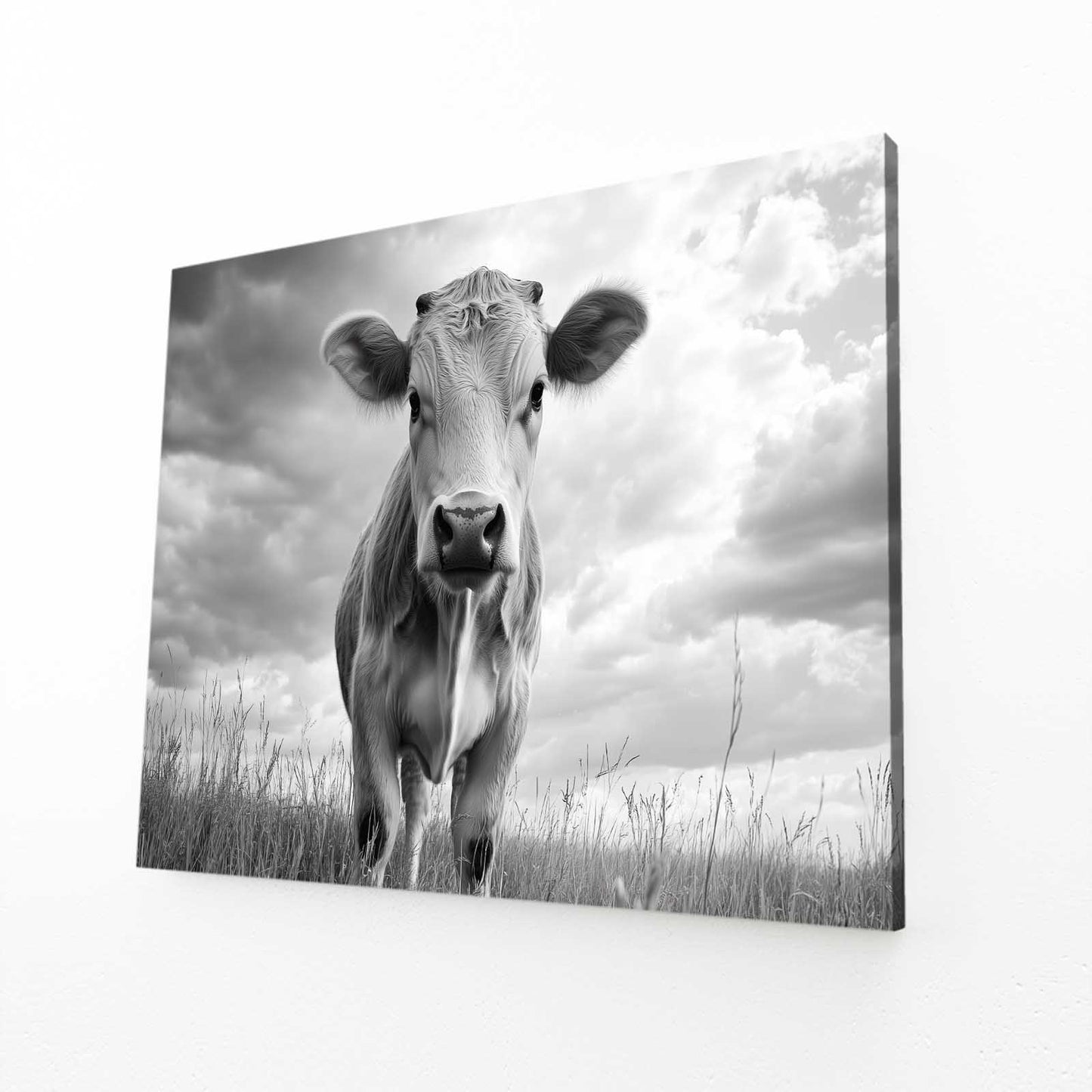 Cow Canvas Art – angled canvas view on white background